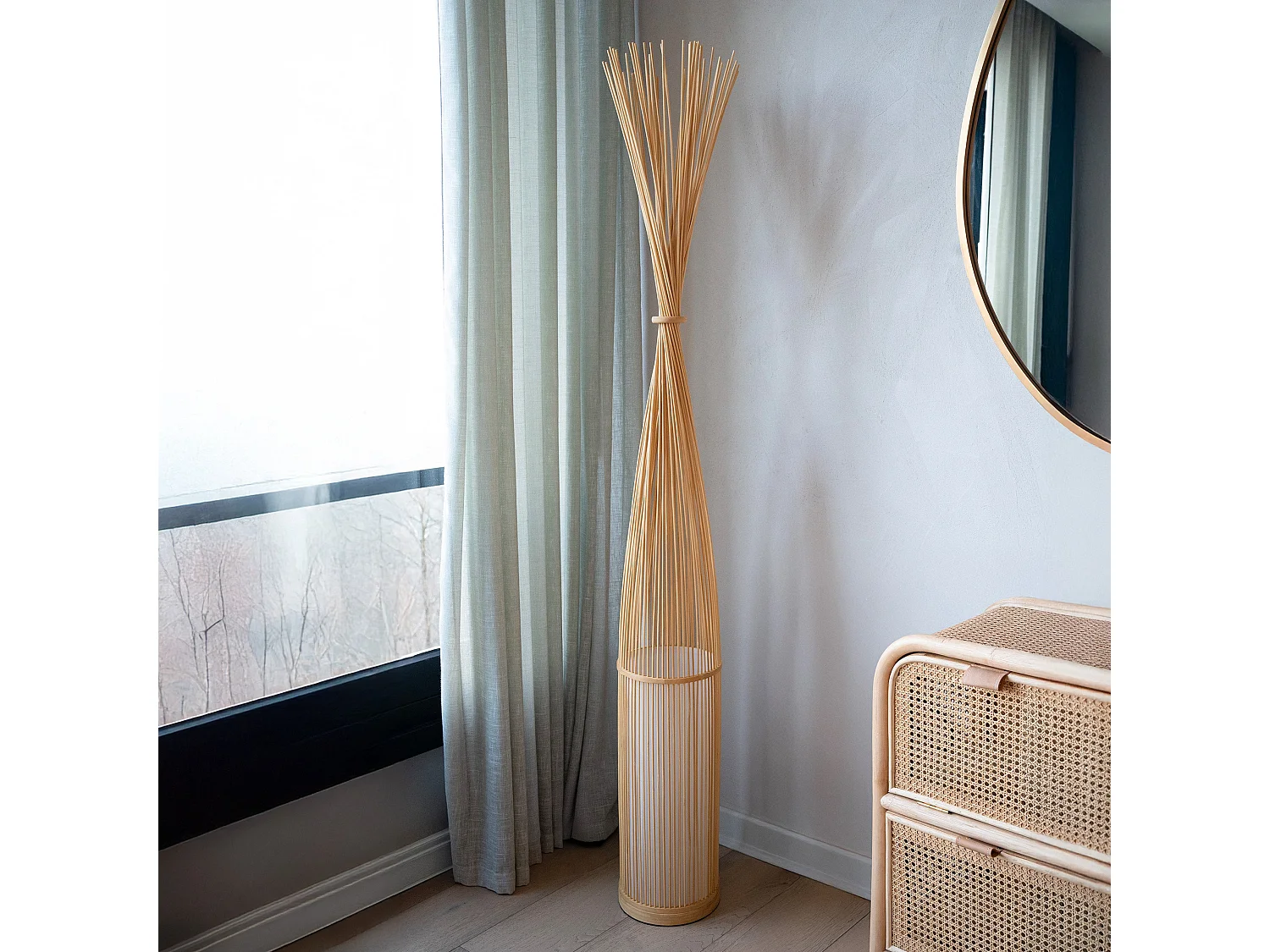 Lampadaire en bambou naturel - Huron