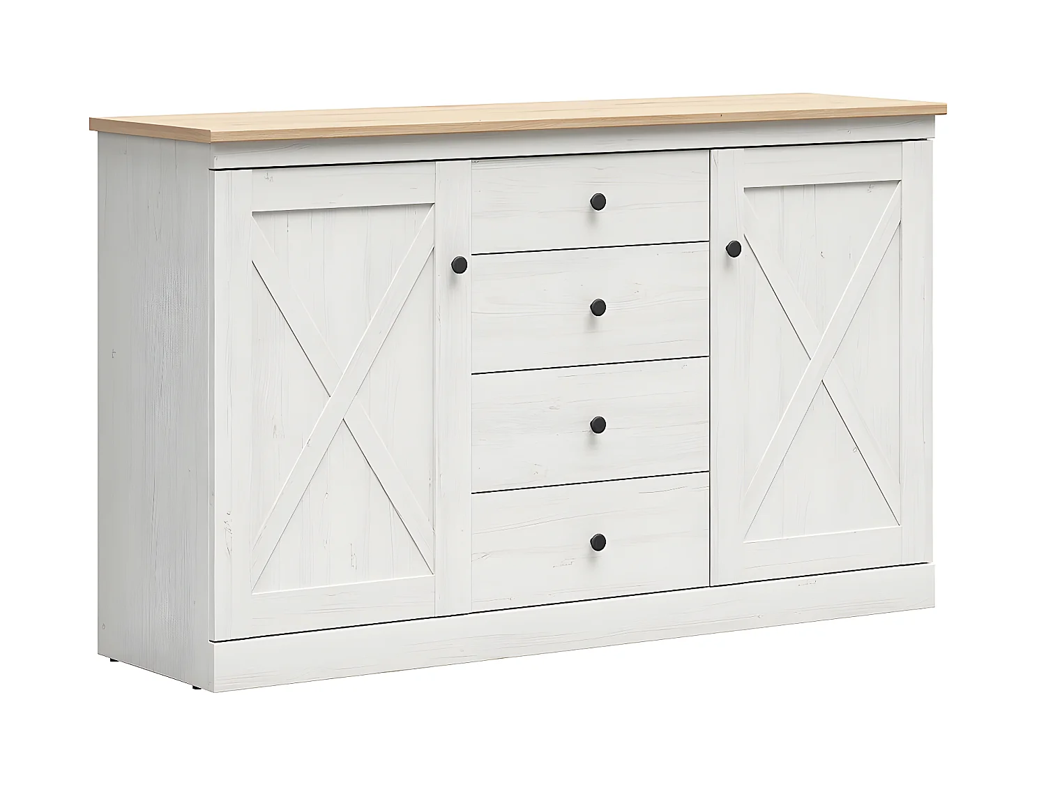 Victoria Wit en Hout 2-deurs dressoir met 4 laden