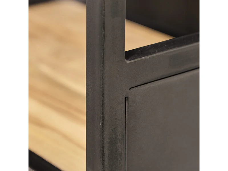 Meuble de bar en teck recyclé et métal gris foncé effet vieilli - LOFT