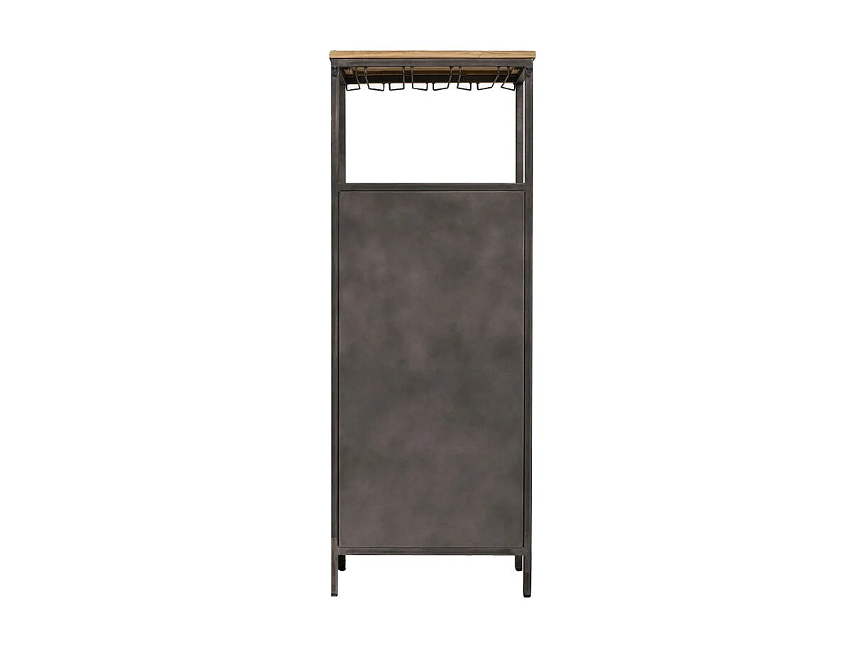 Meuble de bar en teck recyclé et métal gris foncé effet vieilli - LOFT