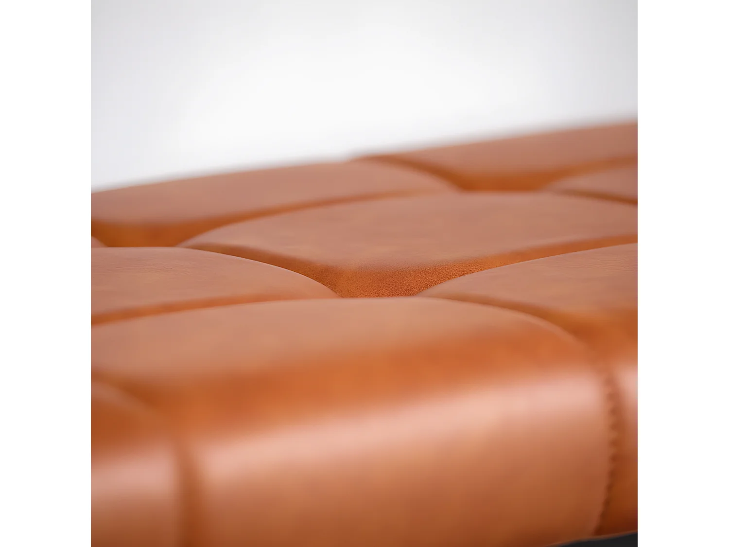 Banc vintage 160 cm en simili marron et pieds métal noir - MORO 8671