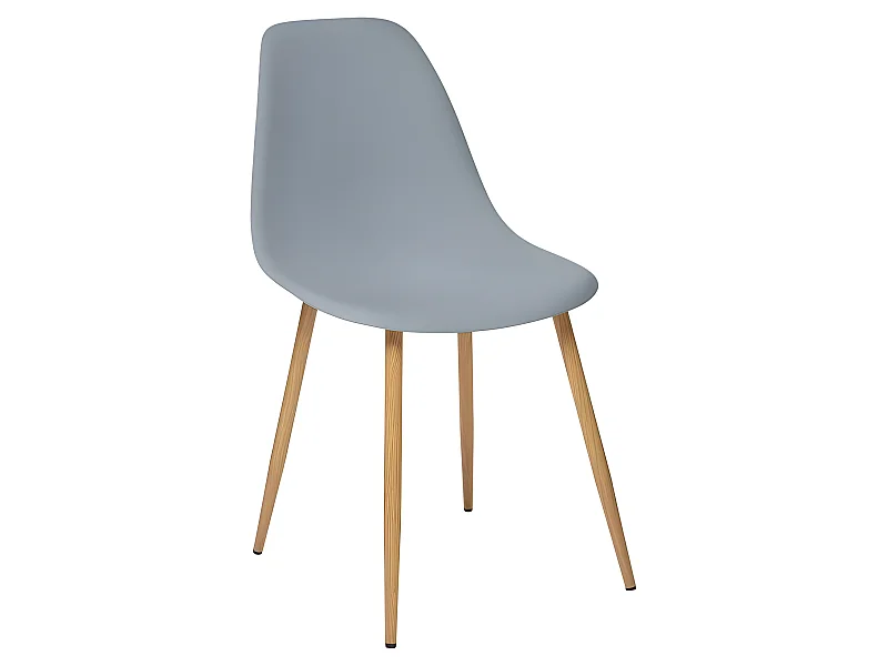 Chaise de table Assise Gris clair et pieds en fer façon Chêne