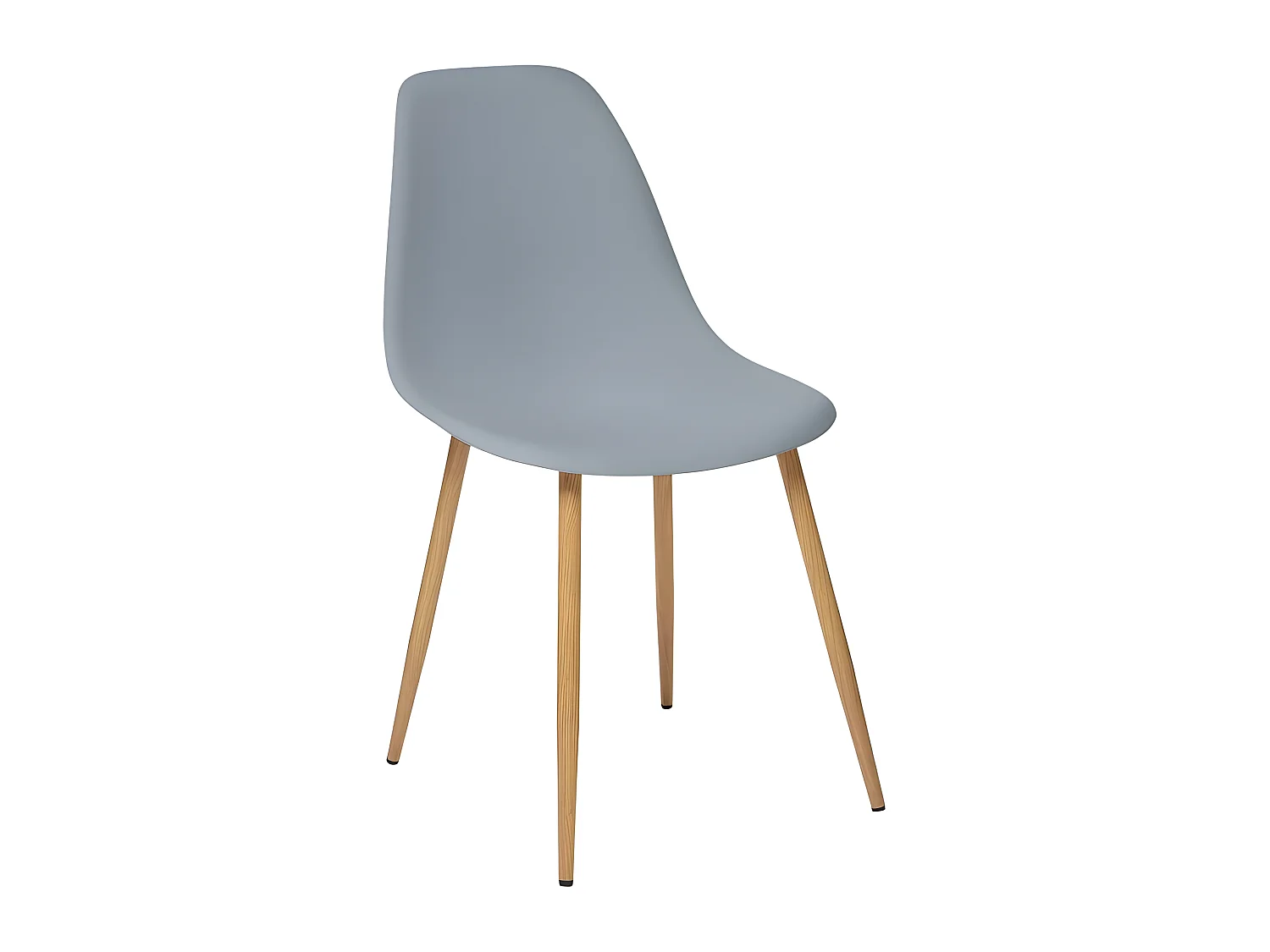 Chaise de table Assise Gris clair et pieds en fer façon Chêne