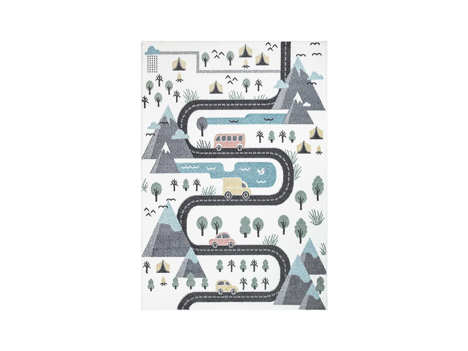 Tapis de jeu pour chambre d'enfant Routes de Montagne 80x150cm