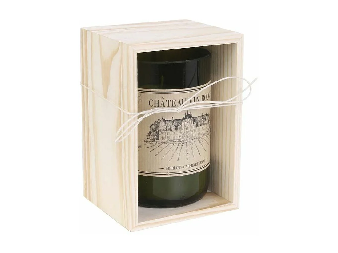 Candela profumata al sandalo in scatola Château al vino rosso