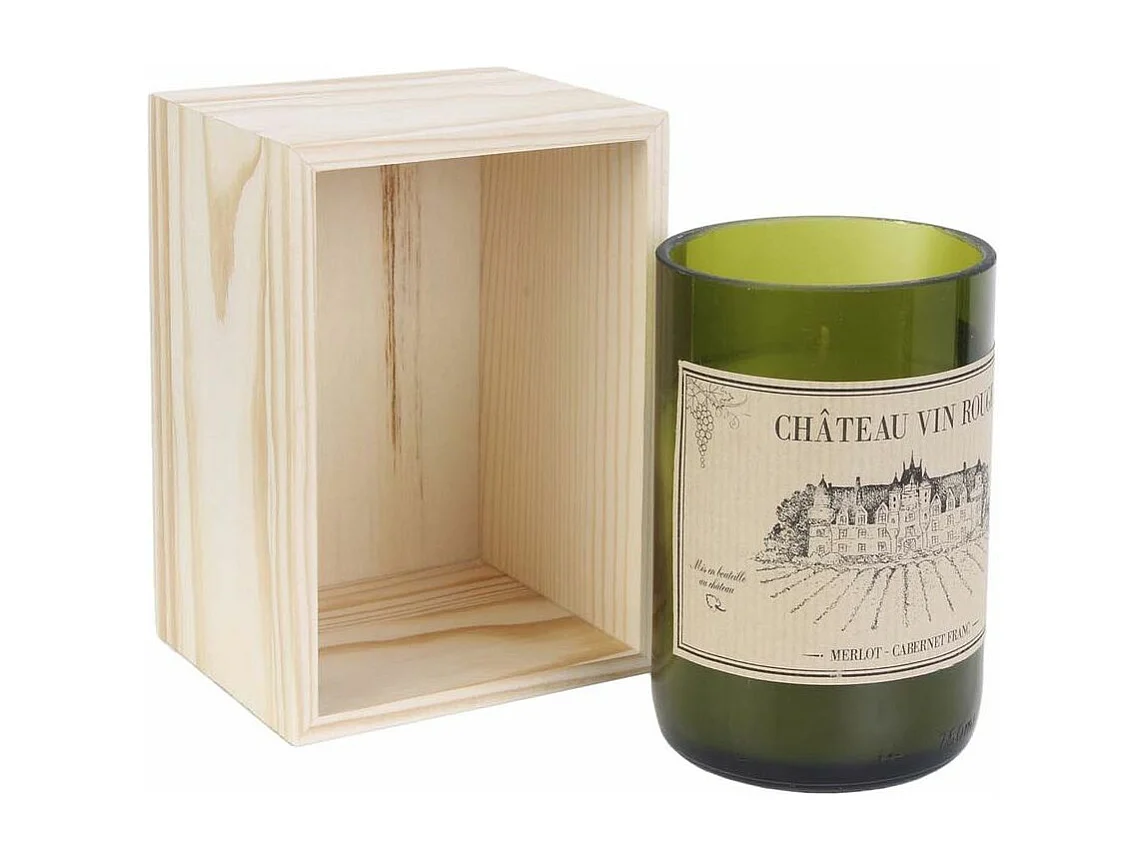 Candela profumata al sandalo in scatola Château al vino rosso