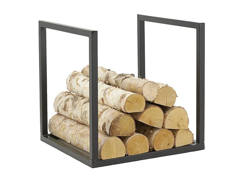 Porte-bûches en métal noir