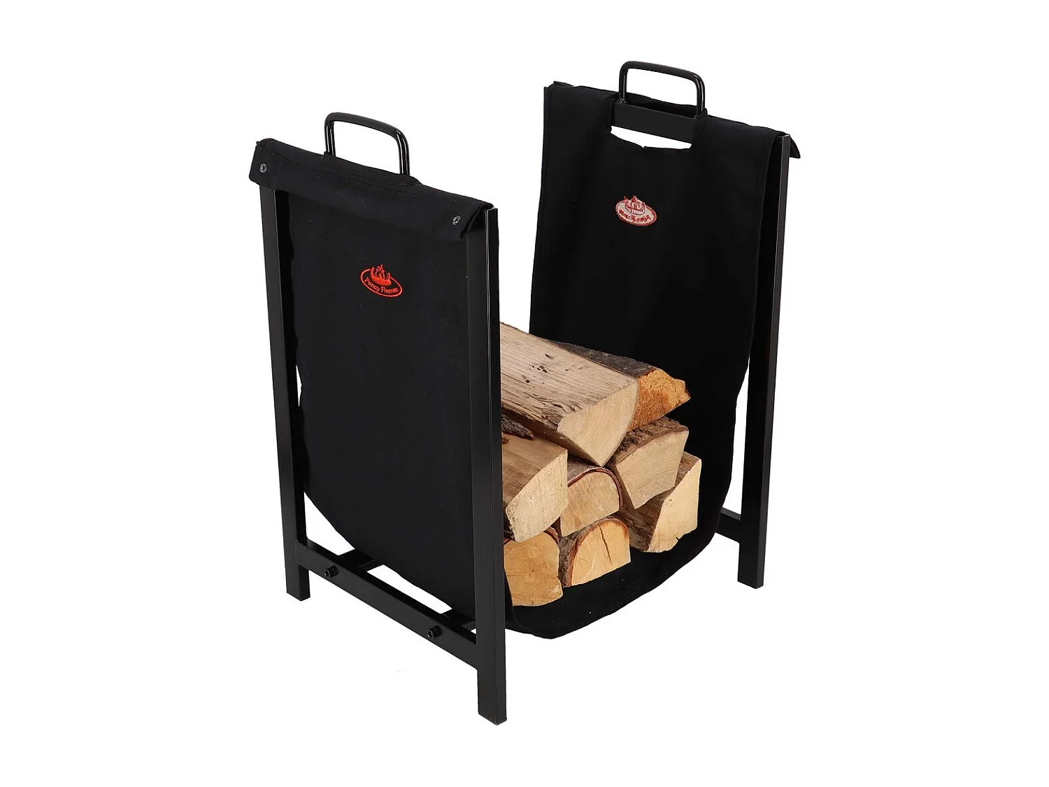 Porte bûches en tissu avec support en métal