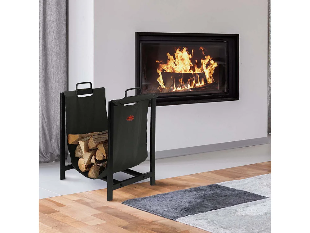 Porte bûches en tissu avec support en métal