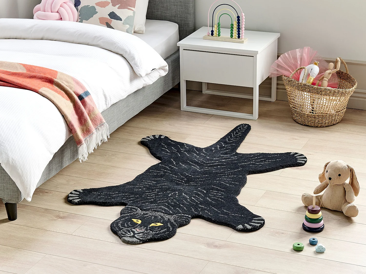 Tapis enfant BAGHEERA Noir 100 x 160 cm Laine