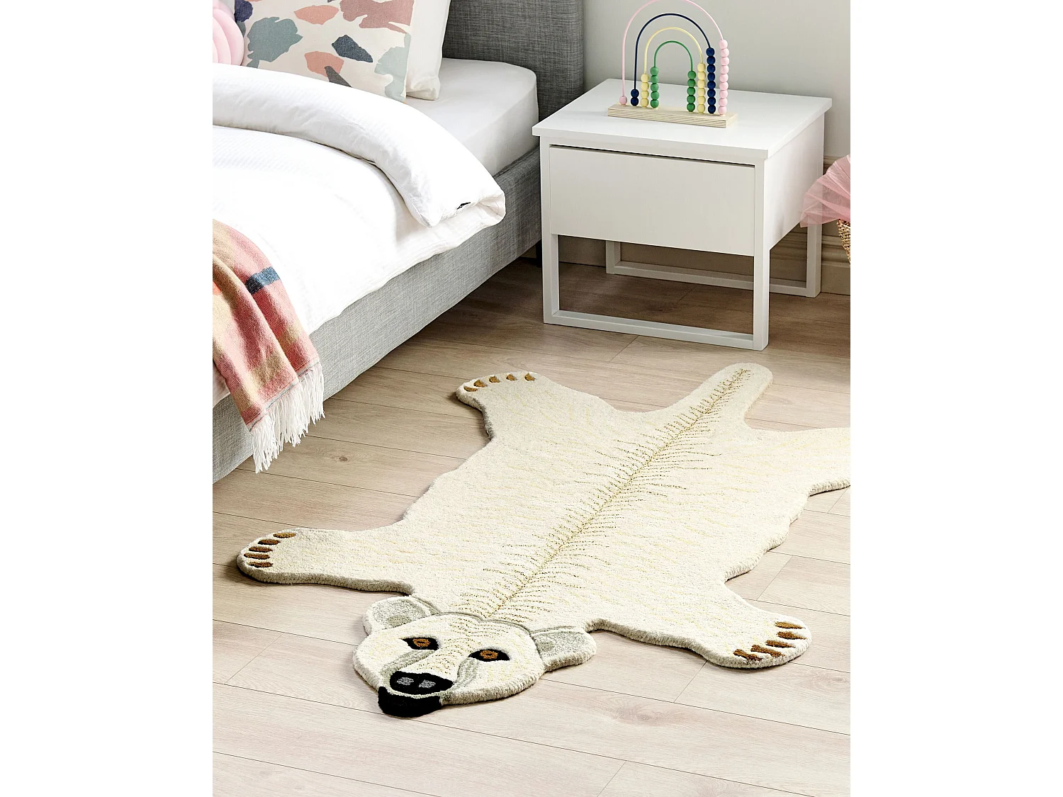 Dywan dziecięcy wełniany niedźwiedź 100 x 160 cm biały TAQQIQ