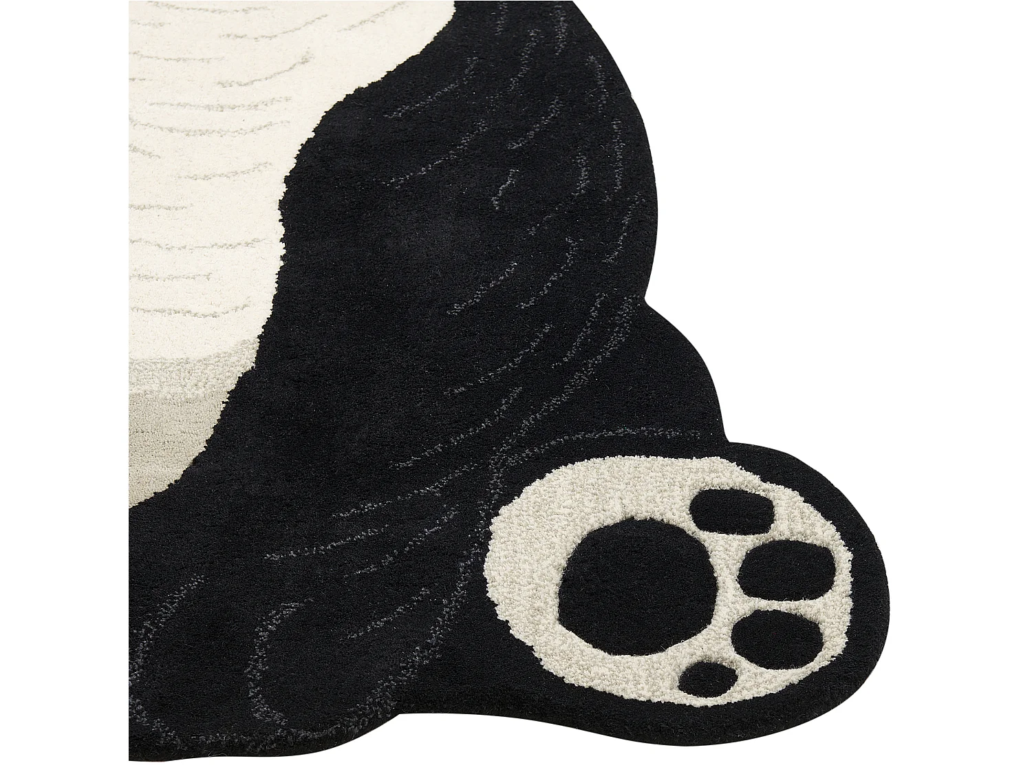 Vloerkleed panda wol zwart/wit 100 x 160 cm JINGJING