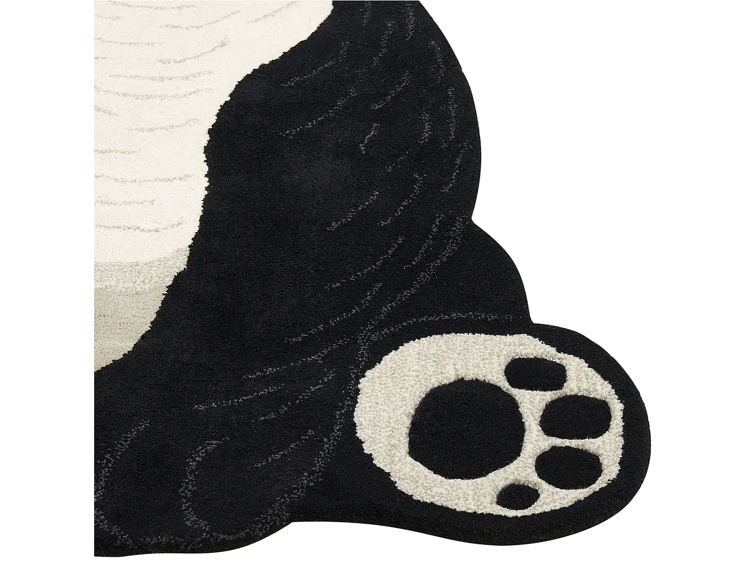 Vloerkleed panda wol zwart/wit 100 x 160 cm JINGJING
