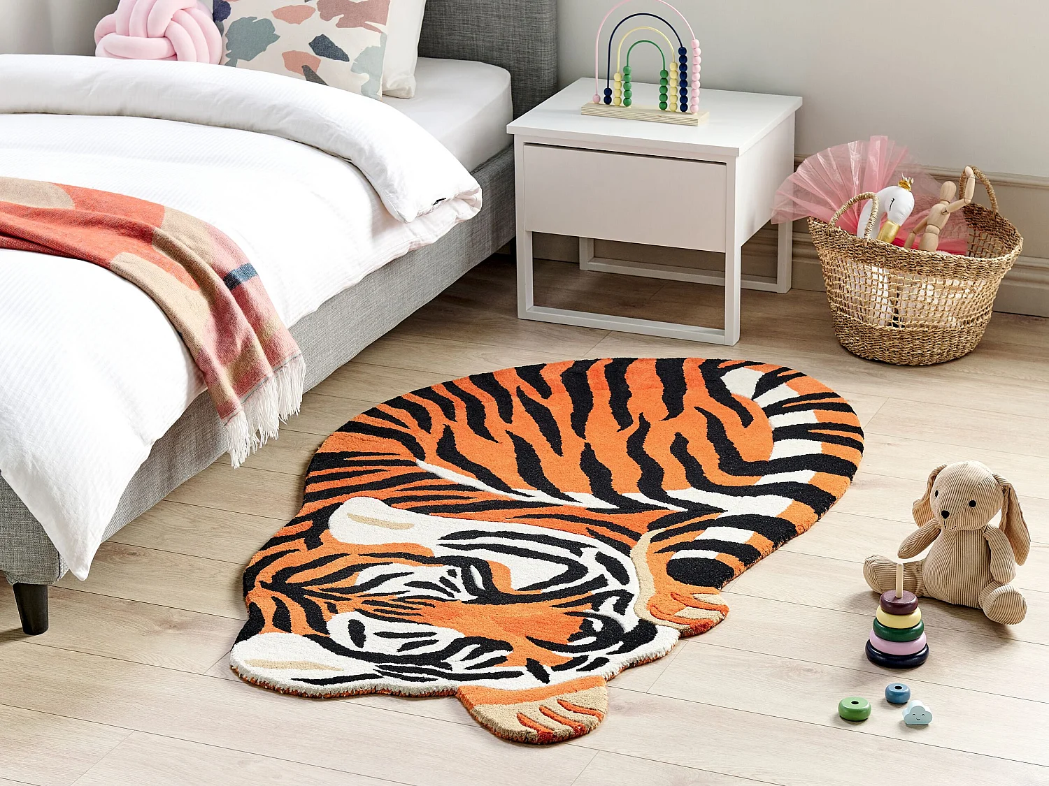 Vloerkleed tijger wol oranje 100 x 155 cm RAJAH