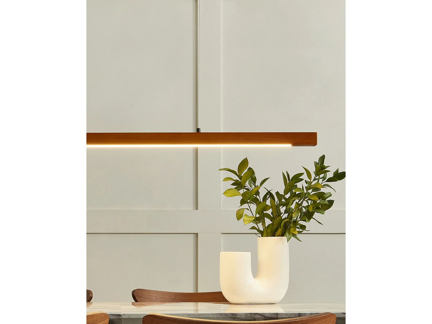 Lampa wisząca LED STEWARTS Ze ściemniaczem Drewno dębowe Ciemnobrązowy