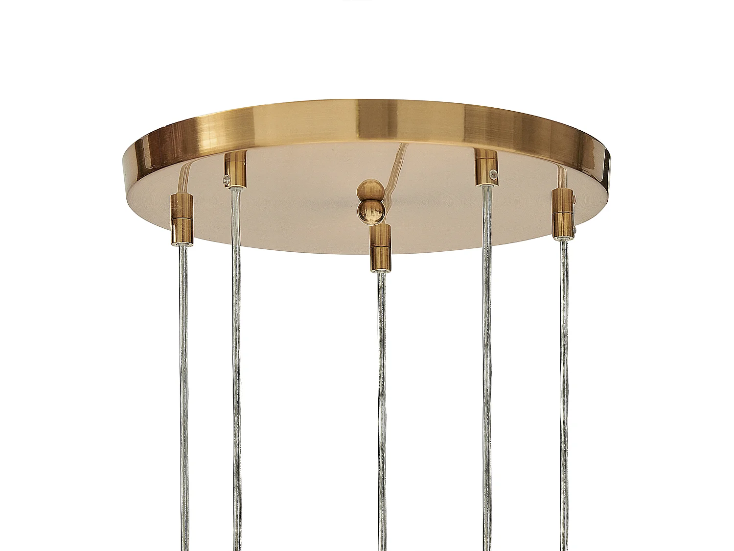 Hängelampe mit runden Lampenschirmen Halbtransparentes Rauchglas 5 Licht Metall Messing Lampenschirm Rafles