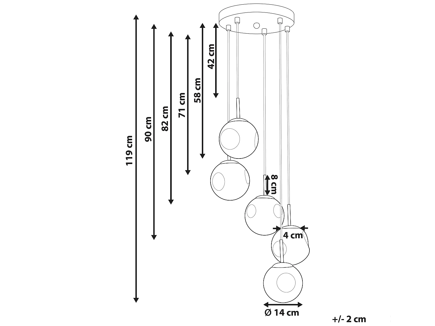 Hanglamp RALFES Glas Messing