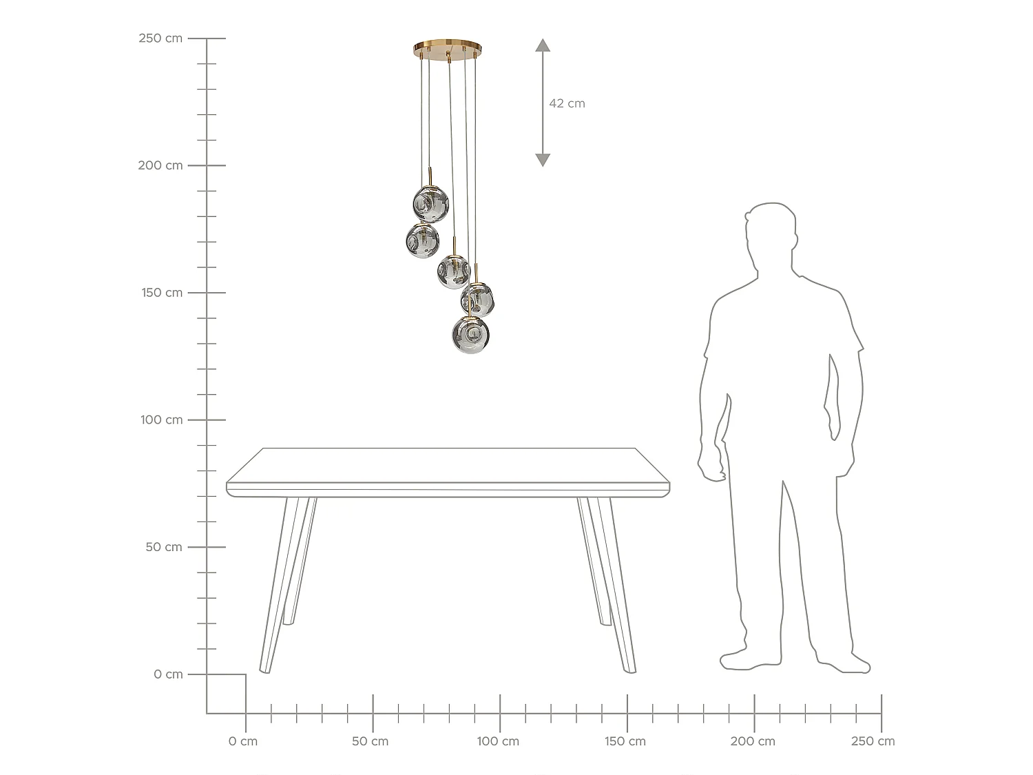 Hanglamp RALFES Glas Messing