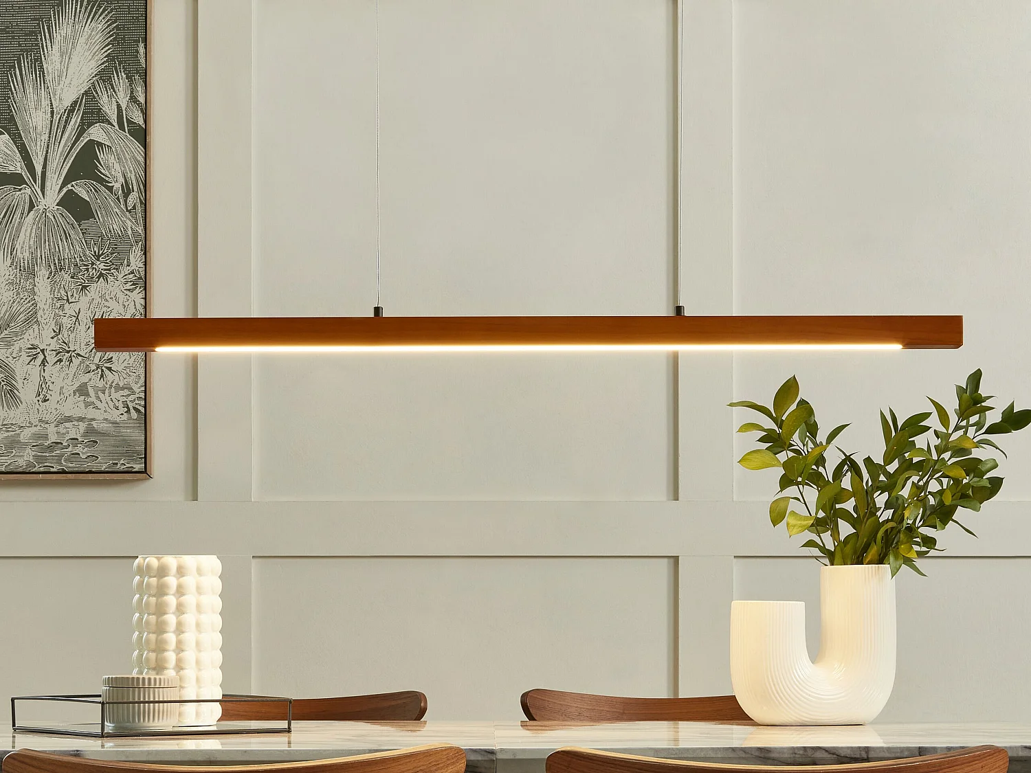 Hängelampe Eichenholz dunkler Holzfarbton mit integriertem LED-Licht Stewarts