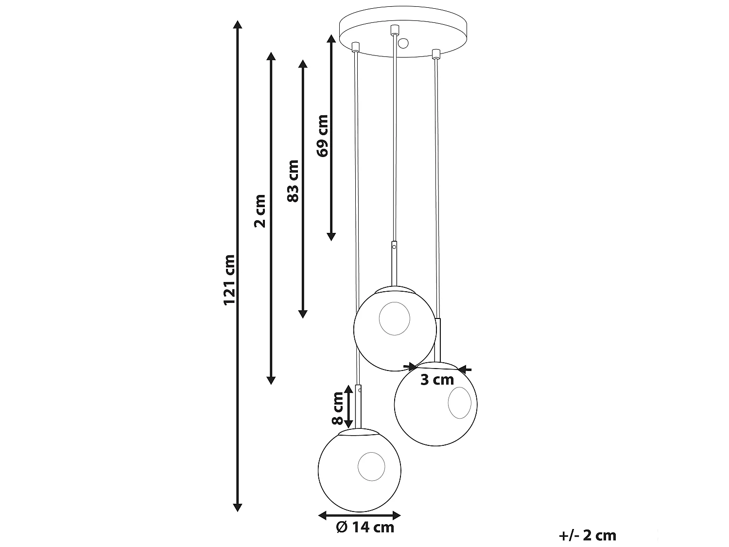 Hängelampe mit runden Lampenschirmen Halbtransparentes Rauchglas 3 Licht Metall Messing Lampenschirm Rafles