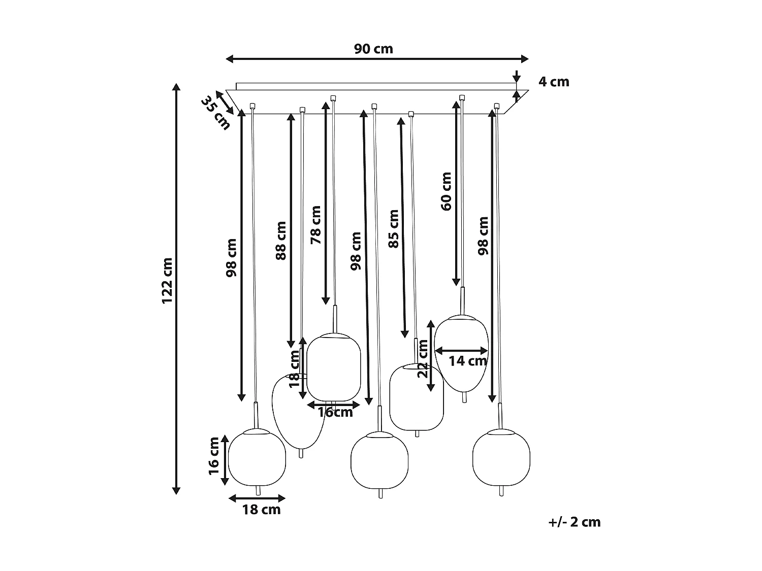 Hanglamp TARLO Glas Messing