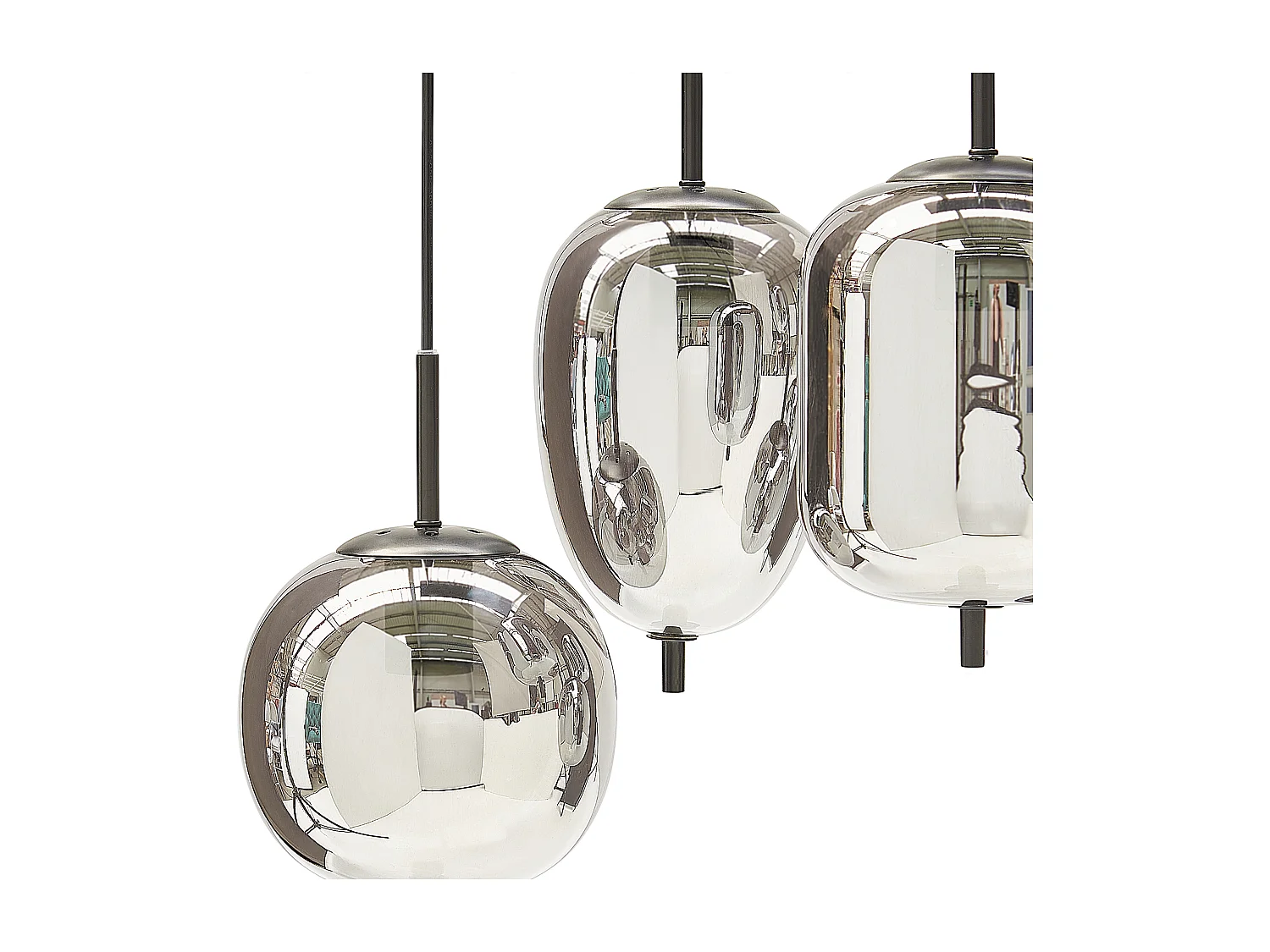 Hängelampe Moderne Lampe Runde Schirme Halbtransparent Rauchglas 7 Leuchte Metall Silber Tarlo