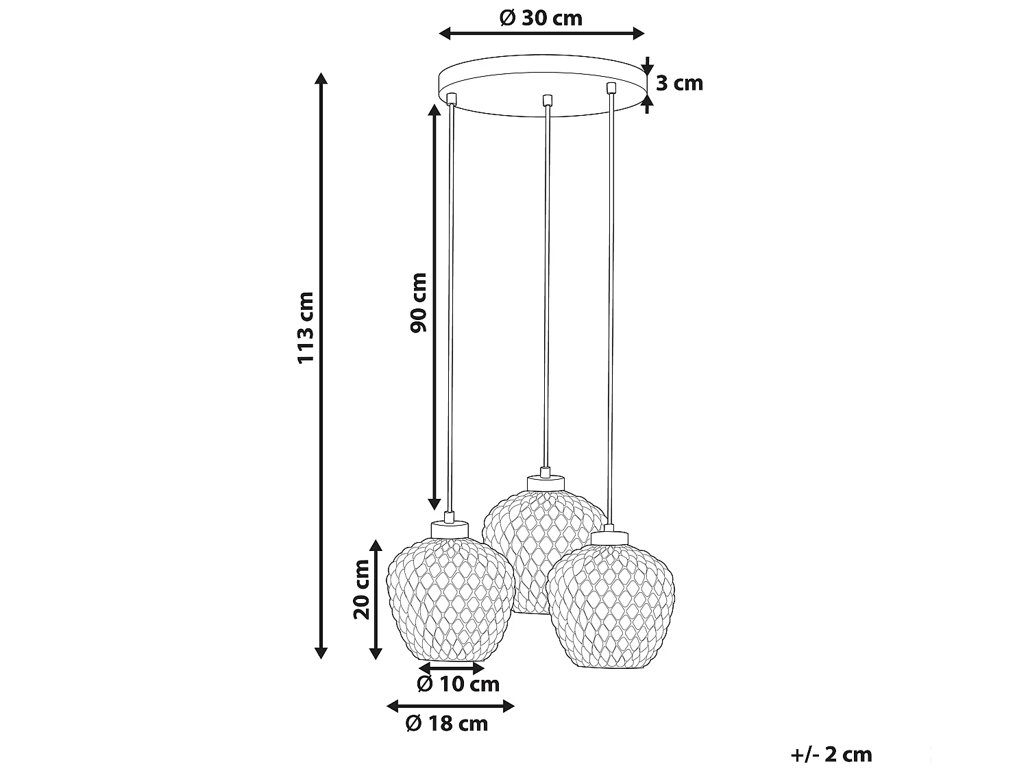 Candeeiro de tecto SHERRY Vidro Cinzento