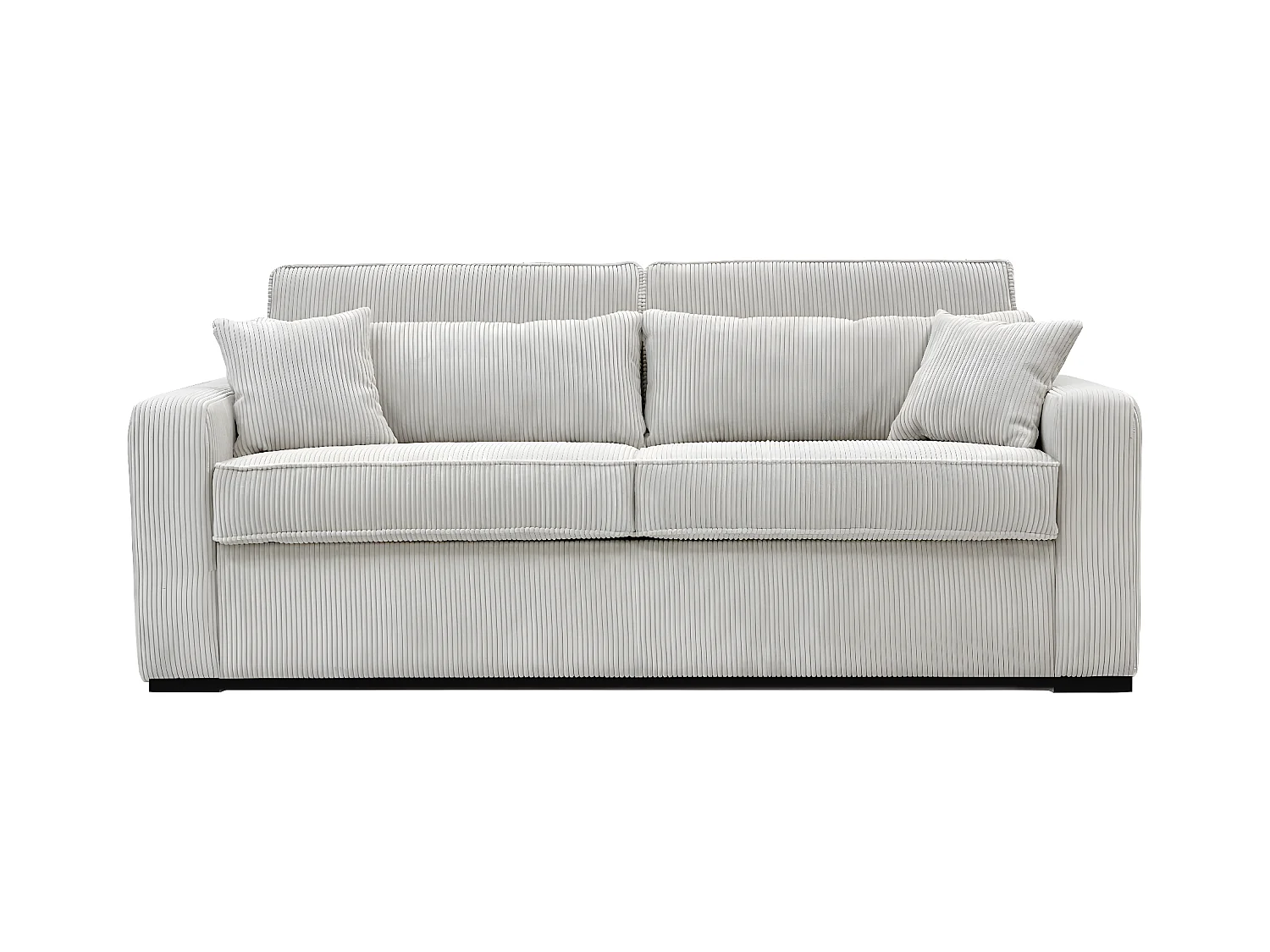 Kanapa 4 osobowa rozkładana typu express z beżowego sztruksu - Miejsce do spania z szerokimi listewkami 160 cm - Materac 16 cm - MONDOVI