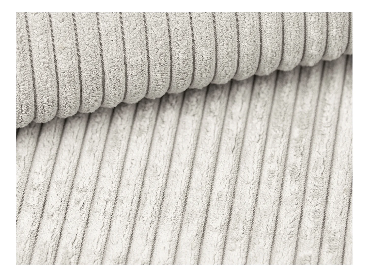 Canapé 4 places convertible express en velours côtelé beige - Couchage à lattes larges 160 cm - Matelas 16 cm - MONDOVI