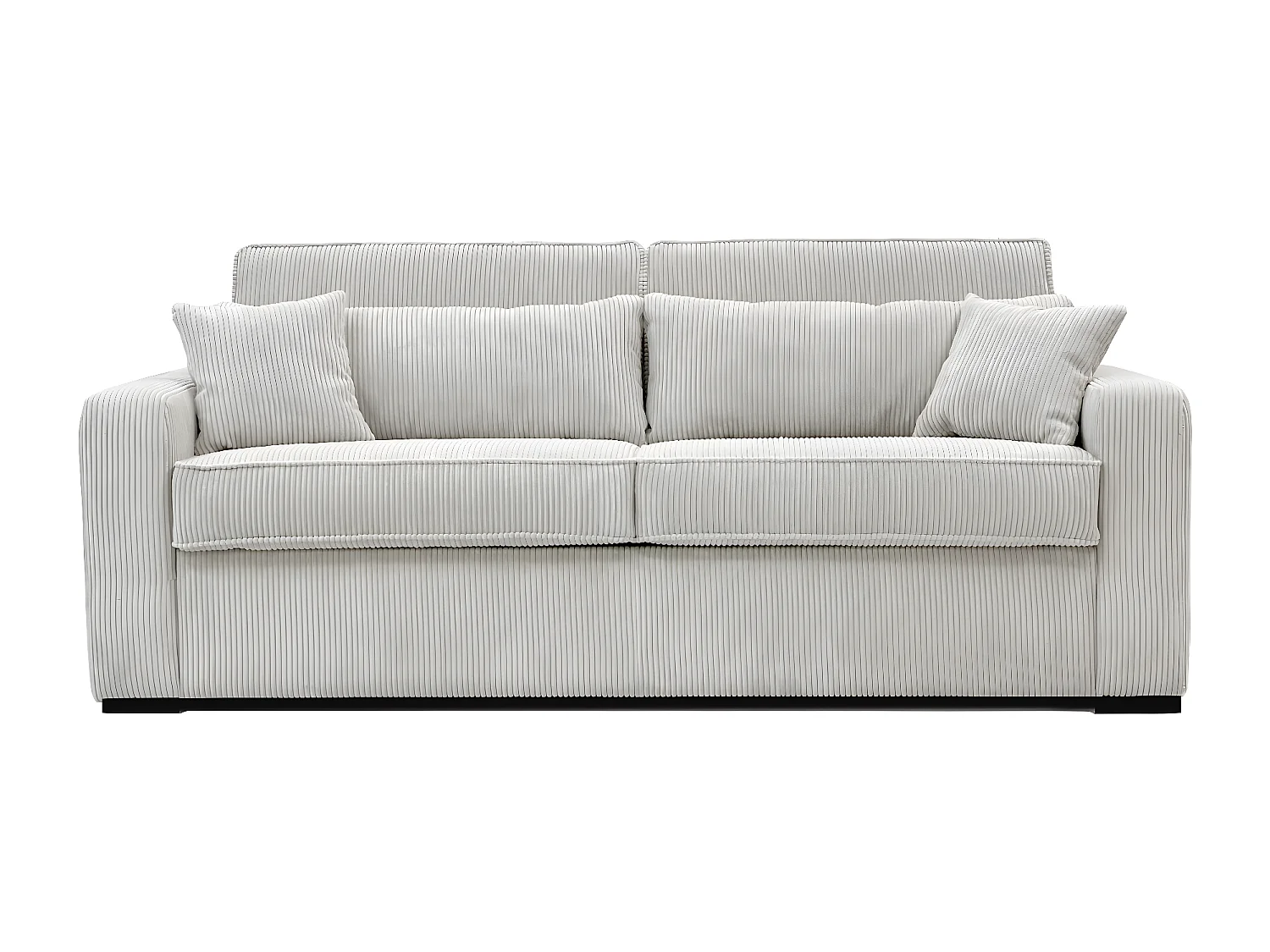 Canapé 4 places convertible express en velours côtelé beige - Couchage à lattes larges 160 cm - Matelas 16 cm - MONDOVI