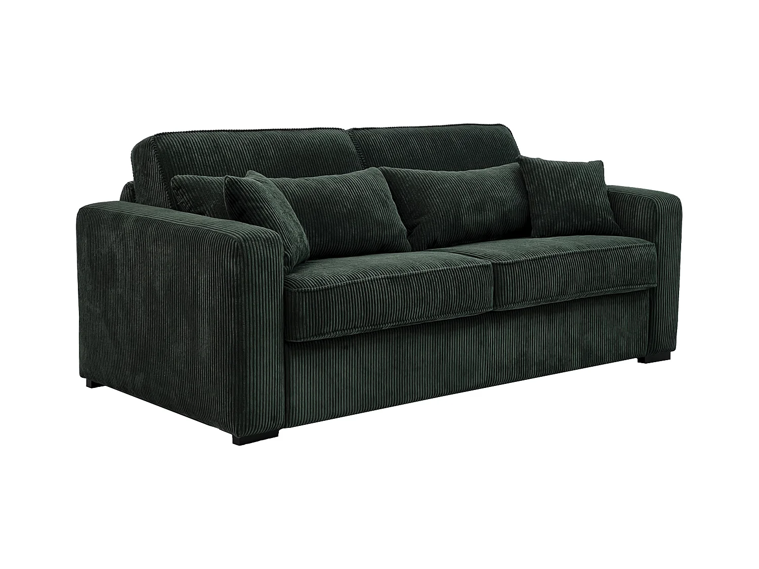 Kanapa 4 osobowa rozkładana typu express z zielonego sztruksu - Miejsce do spania 160 cm - Materac 16 cm - MONDOVI