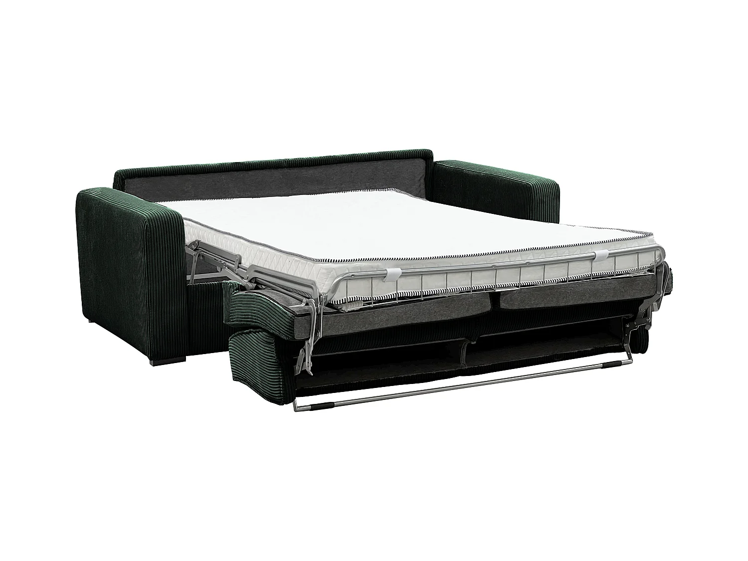Kanapa 4 osobowa rozkładana typu express z zielonego sztruksu - Miejsce do spania 160 cm - Materac 16 cm - MONDOVI