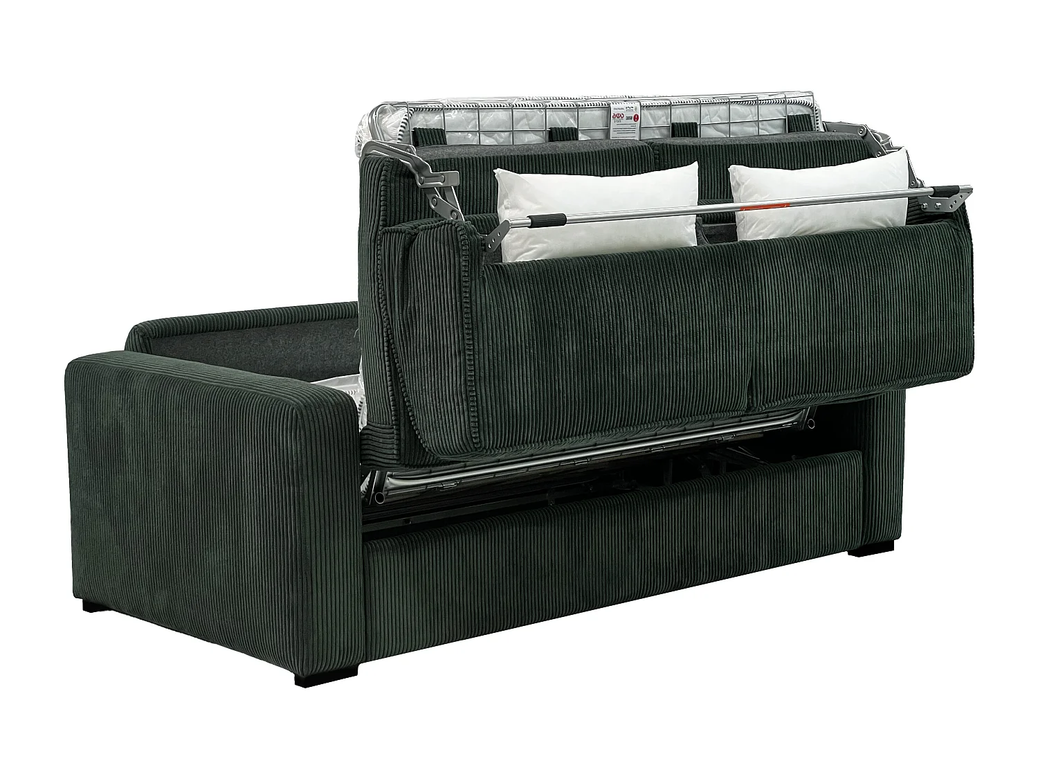 Schlafsofa mit Matratze 4-Sitzer - Liegefläche 160 cm - Matratze 16 cm - Cord - Grün - MONDOVI