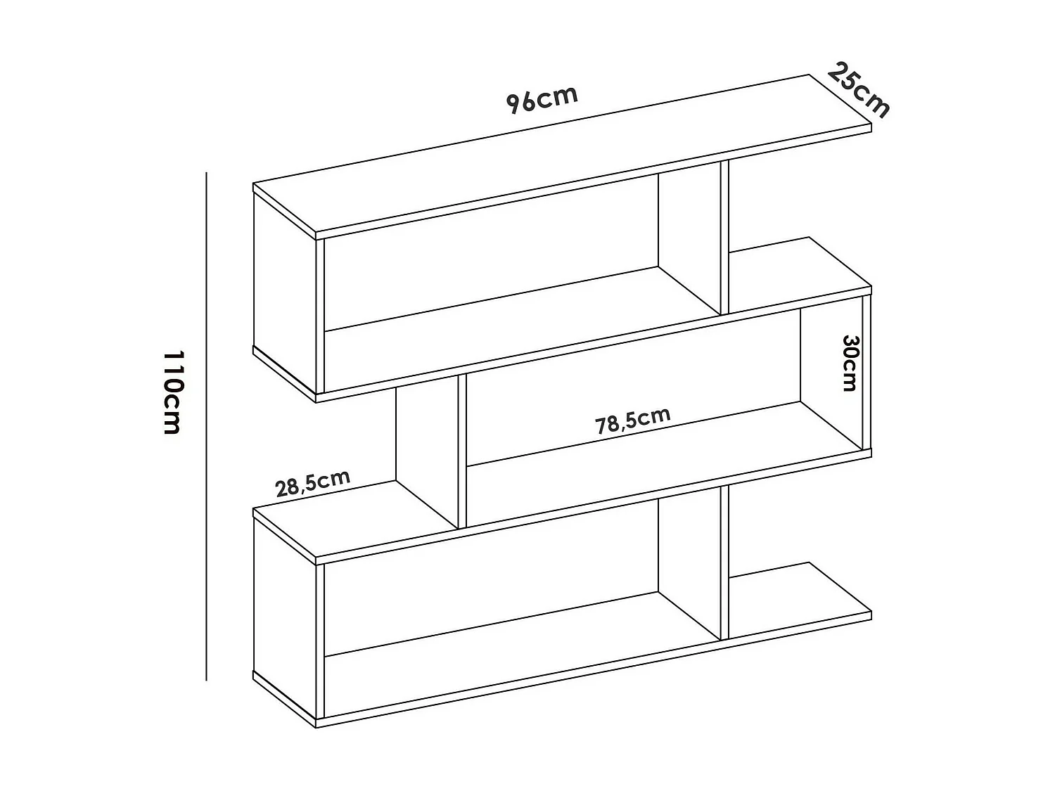 Dmora - Libreria Acsidol, 110x25h96 cm, Bianco lucido