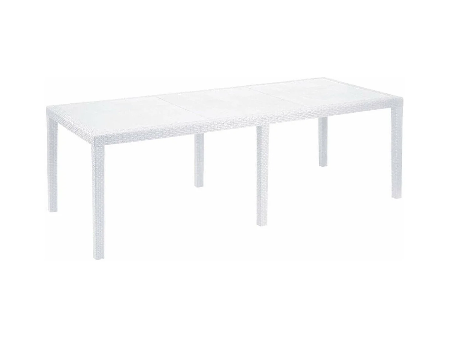 Table d'extérieur Dmains, Etagère à manger rectangulaire extensible, Table de jardin extensible effet rotin, 100% Made in Italy, 150/220x90h72 cm, Blanc