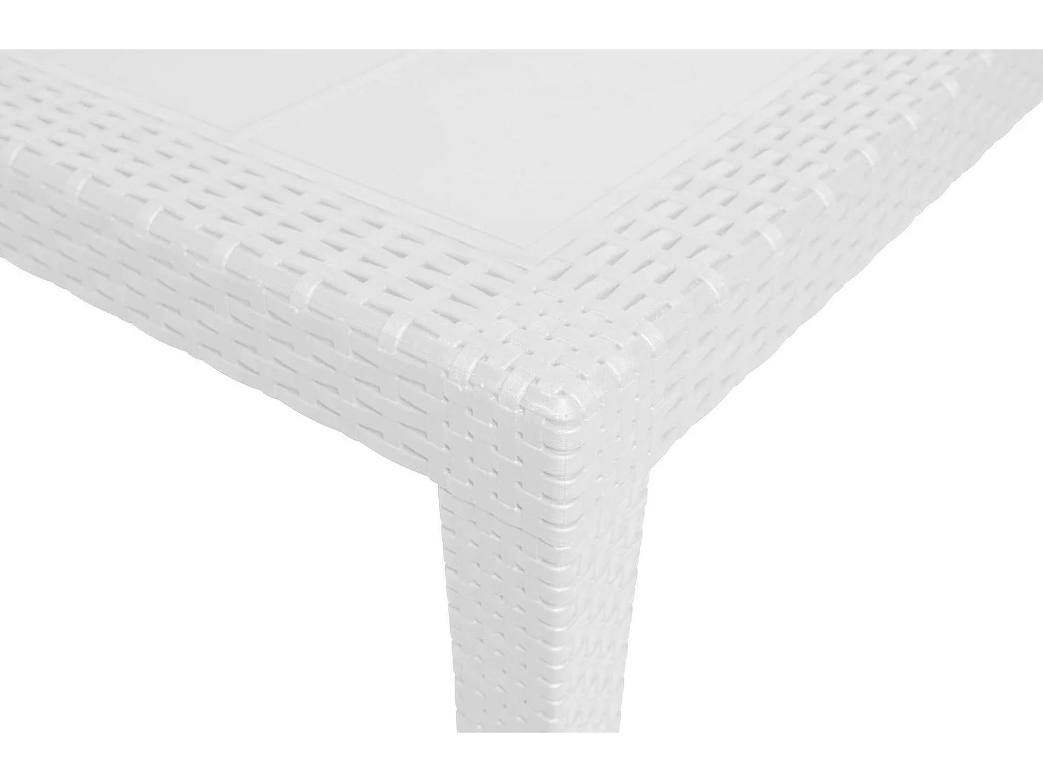 Dmachac buitentafel, Rechthoekige eettafel, Multifunctionele tuintafel met rotaneffect, 100% Made in Italy, 150x90h72 cm, Wit