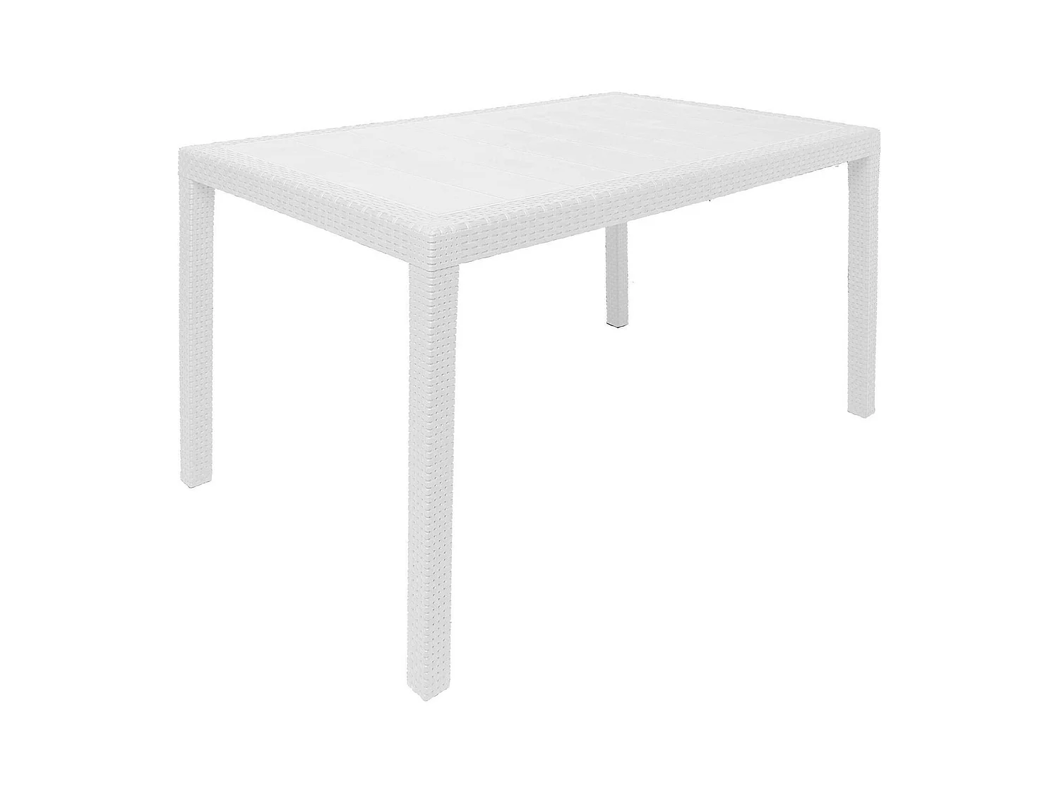 Table d'extérieur Dmachac, Étagère à manger rectangulaire, Table de jardin polyvalente effet rotin, 100% Made in Italy, 150x90h72 cm, Blanc