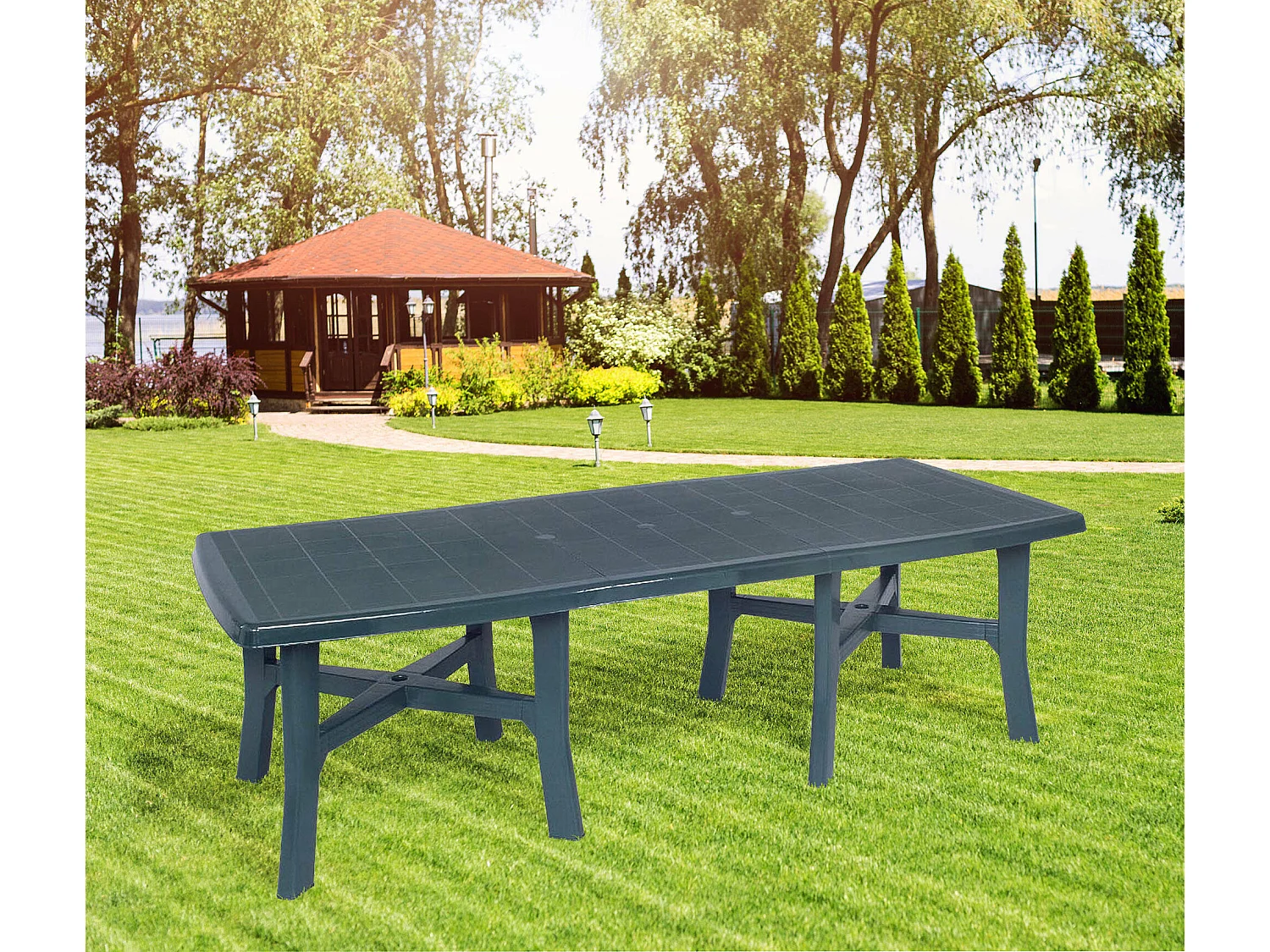 Table d'extérieur Dhysa, Étagère à manger extensible, Table de jardin rectangulaire polyvalente, 100% Made in Italy, 160x90h72 cm, Vert
