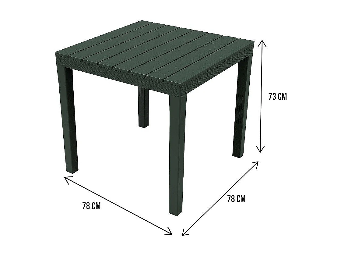 Mesa externa Dmuril, Mesa quadrada de jardim, Mesa de centro fixa interna e externa, 100% Fabricado na Itália, 100% Fabricado na Itália, 78x78h72 cm, Antracite