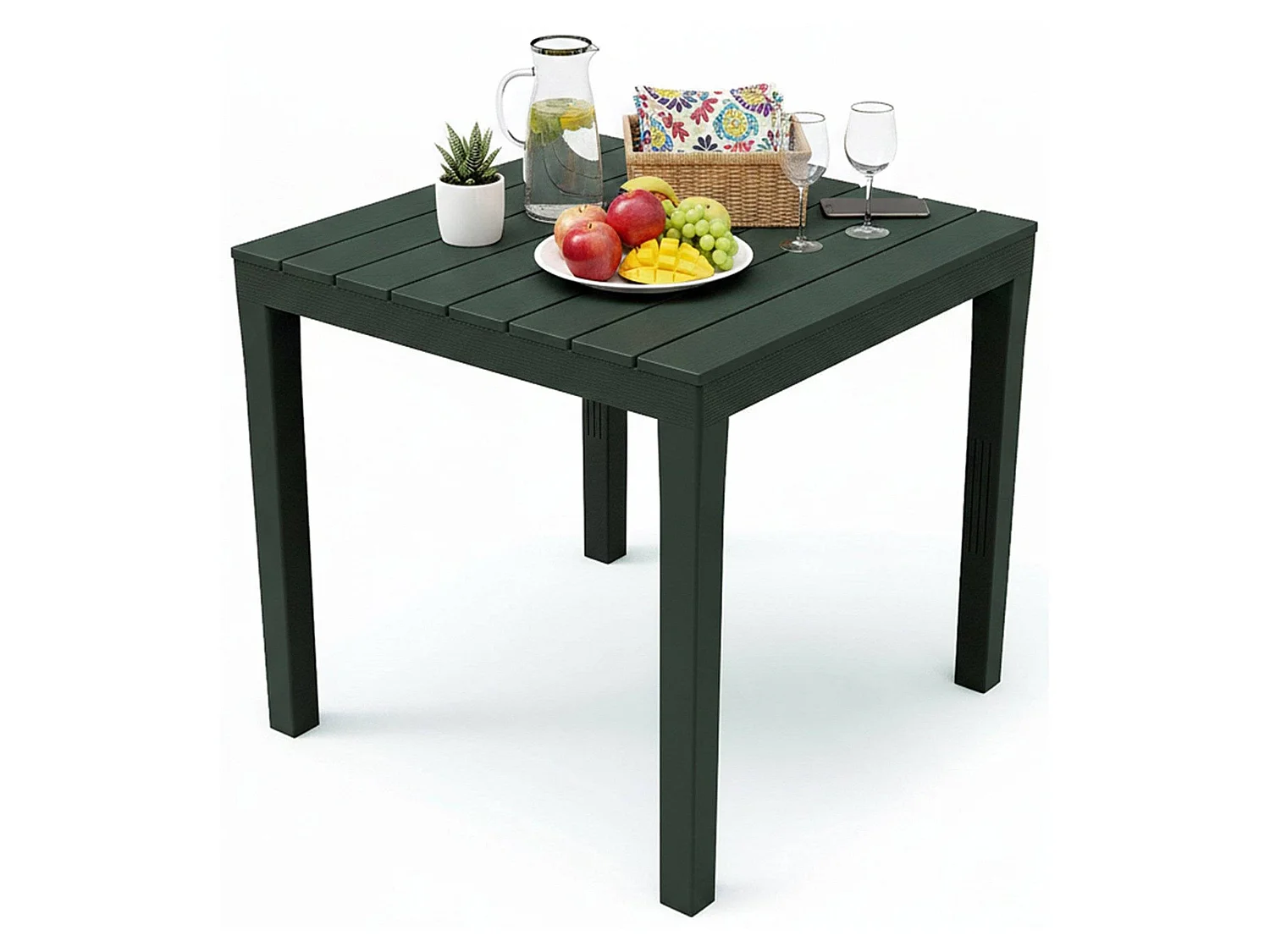 Table d'extérieur Dmurill, Table de jardin carrée, Table basse fixe intérieure et extérieure, 100% Made in Italy, 100% Made in Italy, 78x78h72 cm, Anthracite