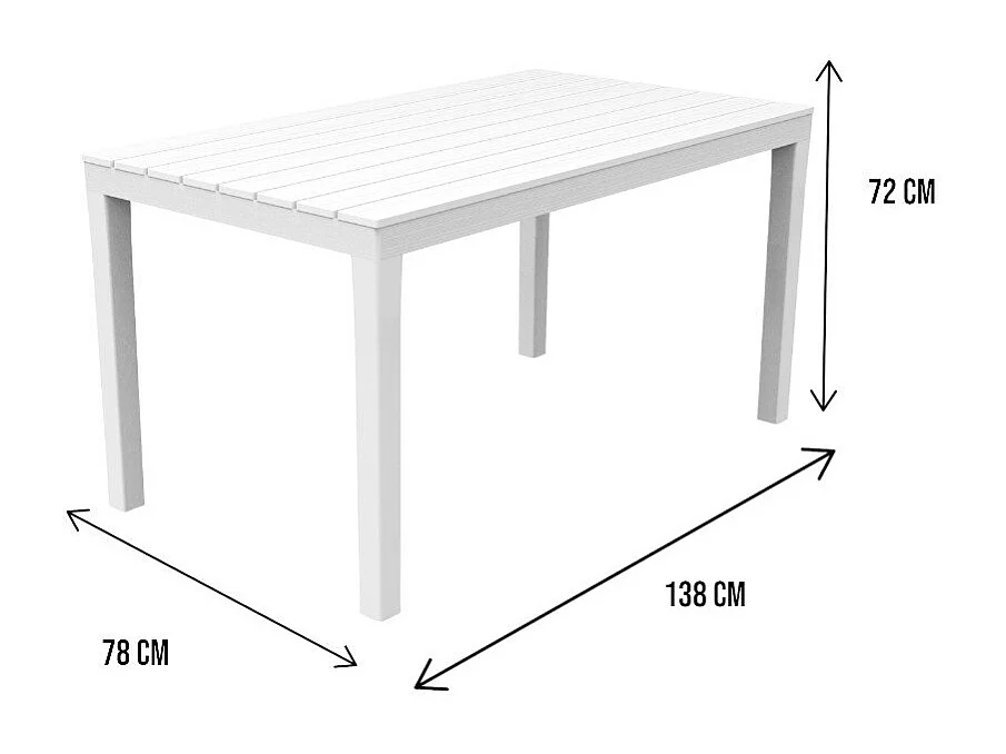 Dmoto buitentafel, Rechthoekige eettafel, Multifunctionele tuintafel voor binnen en buiten, 100% Made in Italy, 138x78h72 cm, Wit