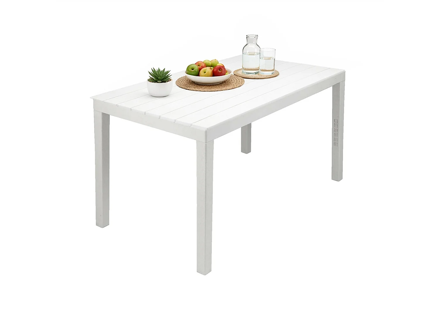 Table d'extérieur Dmoto, Étagère à manger rectangulaire, Table de jardin polyvalente intérieure et extérieure, 100% Made in Italy, 138x78h72 cm, Blanc