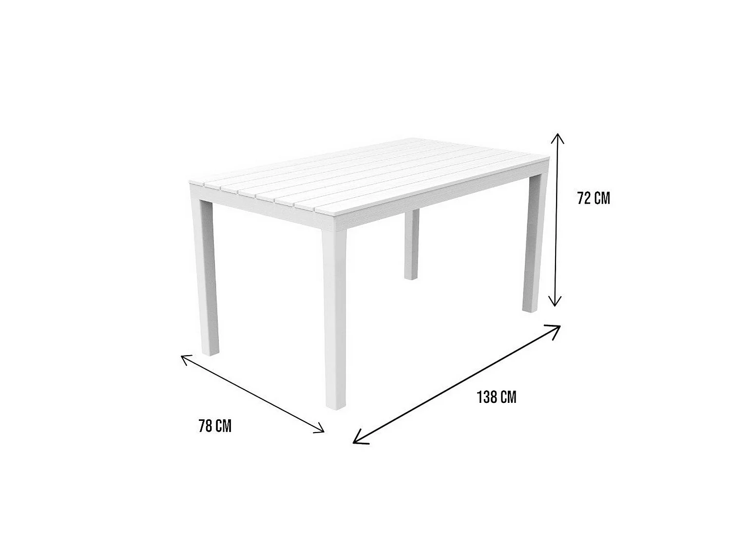 Table d'extérieur Dmoto, Étagère à manger rectangulaire, Table de jardin polyvalente intérieure et extérieure, 100% Made in Italy, 138x78h72 cm, Blanc