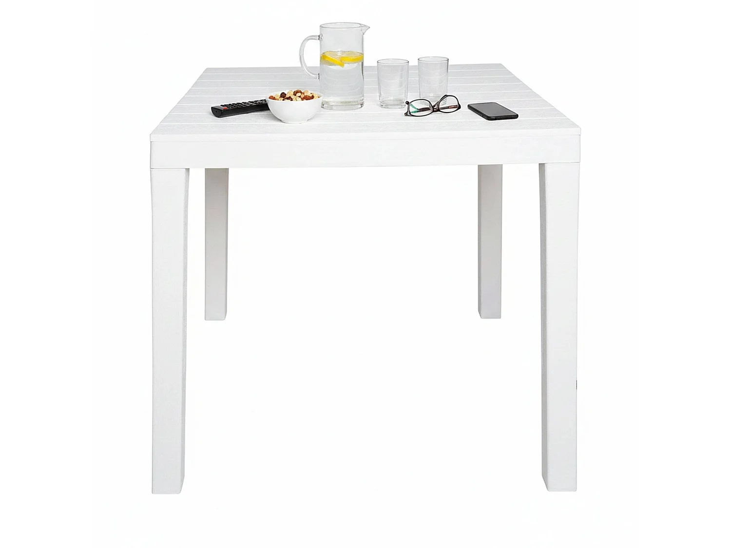 Table d'extérieur Daquilan, Etagère de jardin carrée, Table fixe intérieure et extérieure, 100% Made in Italy, 78x78h72 cm, Blanc