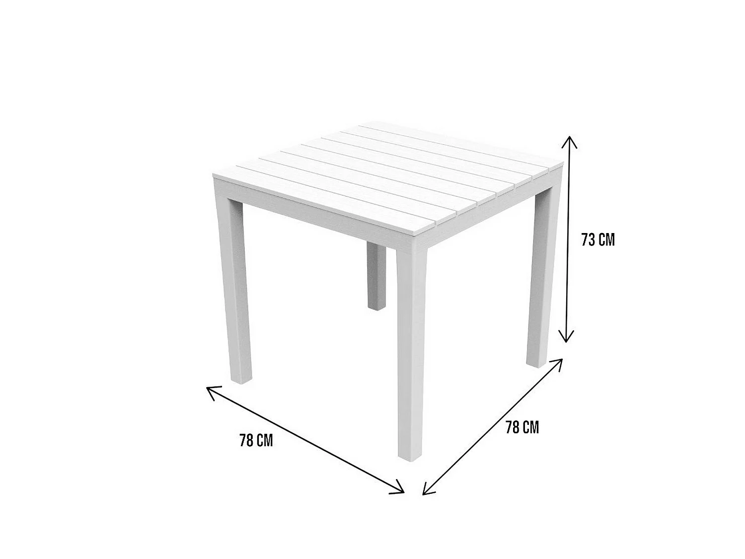 Table d'extérieur Daquilan, Etagère de jardin carrée, Table fixe intérieure et extérieure, 100% Made in Italy, 78x78h72 cm, Blanc