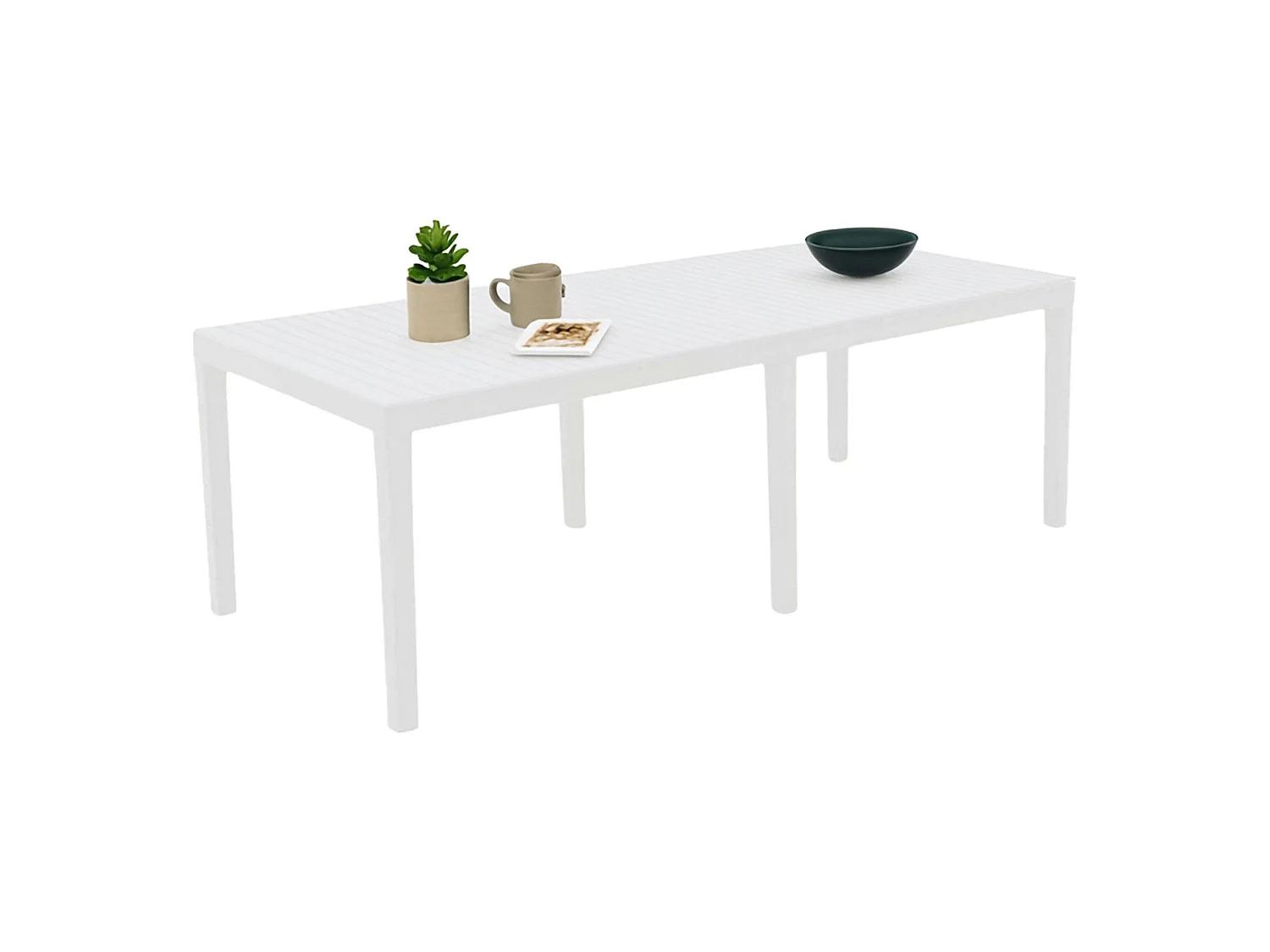 Mesa externa Dmica, Mesa de jantar extensível retangular, Mesa extensível de jardim, 100% Fabricado na Itália, 150x90h72 cm, Branco