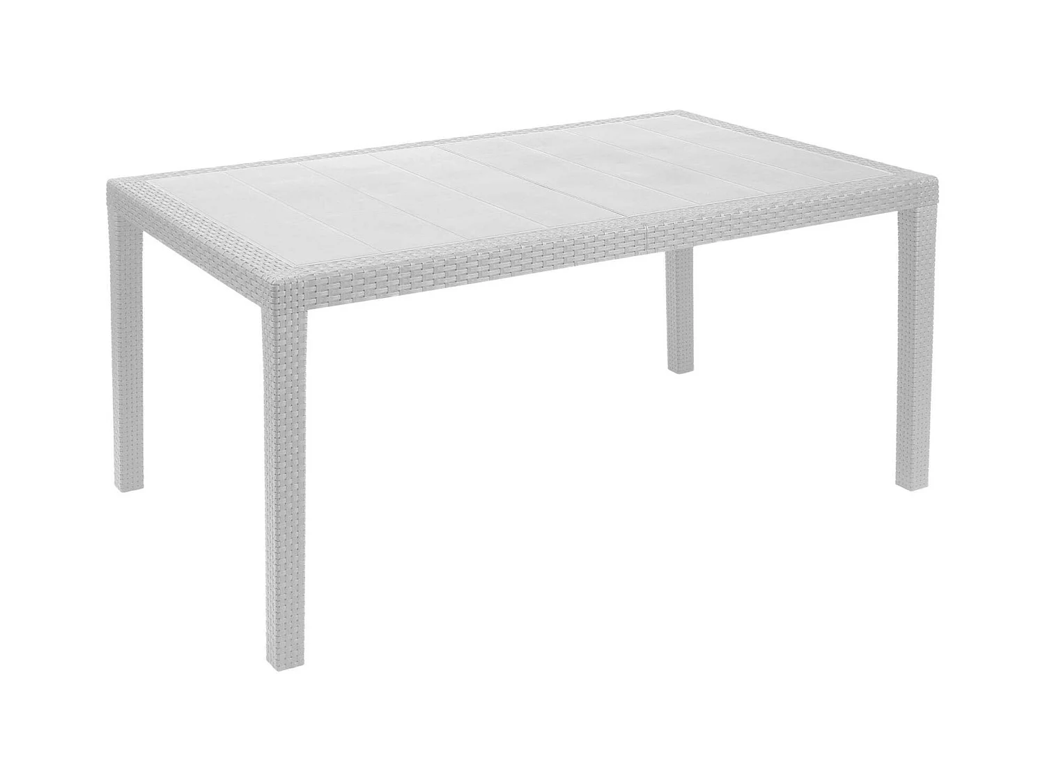 Table d'extérieur Dfelic, Étagère rectangulaire fixe, Table de jardin polyvalente effet rotin, 100% Made in Italy, 138x78h72 cm, Blanc