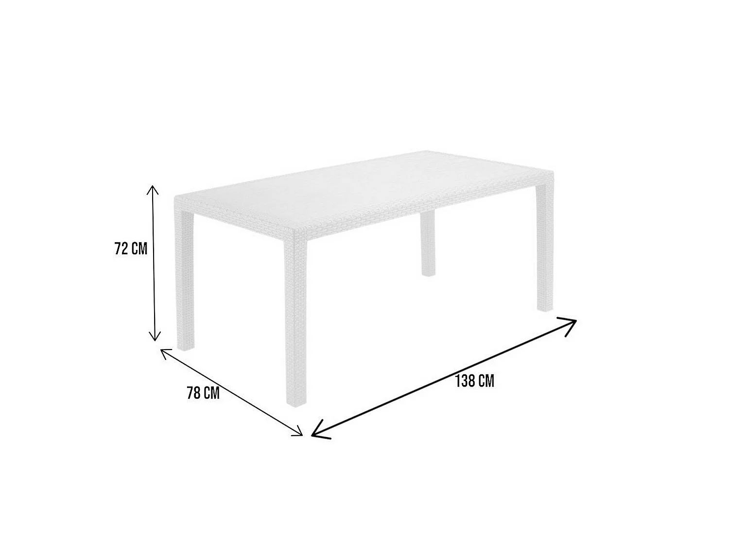 Tavolo da Esterno Arca, 8 Posti Made in Italy, 78x138x72h cm Bianco