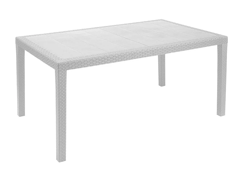 Dfelic buitentafel, Vaste rechthoekige tafel, Multifunctionele tuintafel met rotaneffect, 100% Made in Italy, 138x78h72 cm, Wit