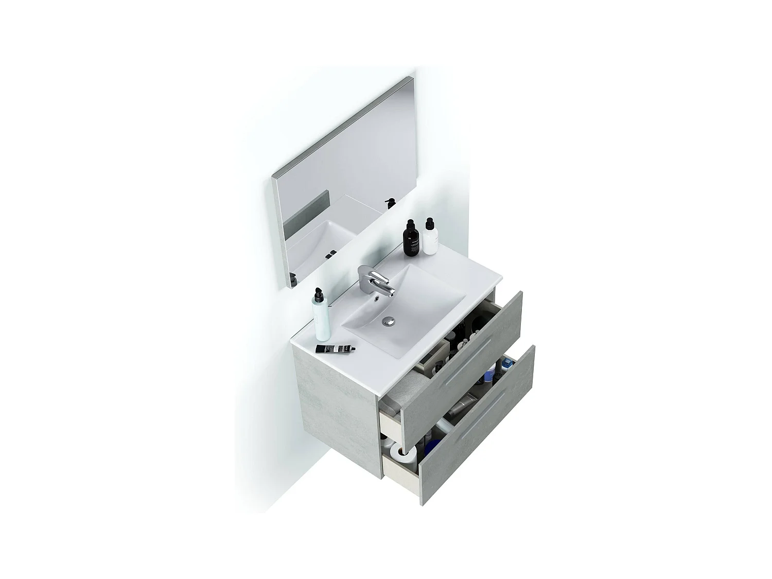 Dmora - Mobile sottolavabo Albino, 80x45h57 cm, Cemento